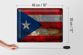 Panneau en tôle drapeau Porto Rico 40x30cm Porto Rico rouille 4
