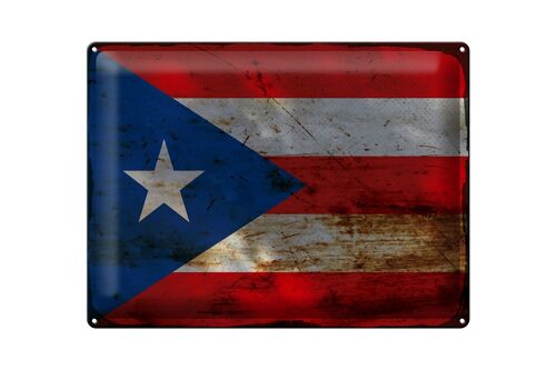 Blechschild Flagge Puerto Rico 40x30cm Puerto Rico Rost