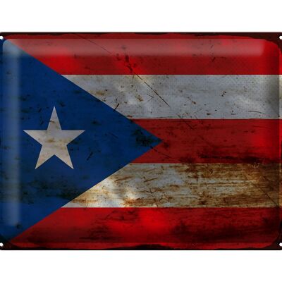 Cartel de chapa bandera Puerto Rico 40x30cm Puerto Rico óxido