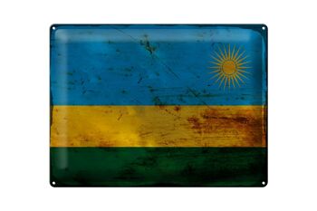 Signe en étain drapeau Rwanda 40x30cm drapeau du Rwanda rouille 1