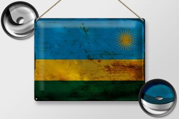 Signe en étain drapeau Rwanda 40x30cm drapeau du Rwanda rouille 2