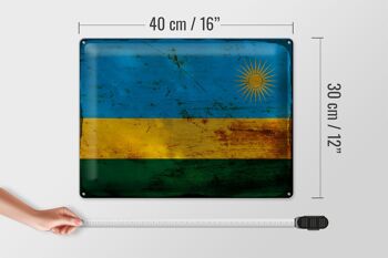 Signe en étain drapeau Rwanda 40x30cm drapeau du Rwanda rouille 4