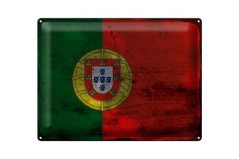 Signe en étain drapeau Portugal 40x30cm drapeau du Portugal rouille 1