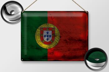 Signe en étain drapeau Portugal 40x30cm drapeau du Portugal rouille 2