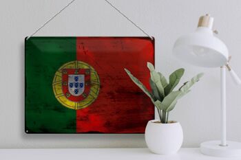 Signe en étain drapeau Portugal 40x30cm drapeau du Portugal rouille 3