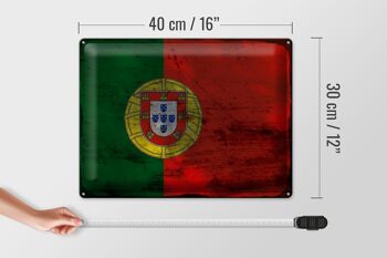 Signe en étain drapeau Portugal 40x30cm drapeau du Portugal rouille 4