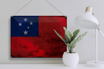 Signe en étain drapeau Samoa 40x30cm drapeau des Samoa rouille 3
