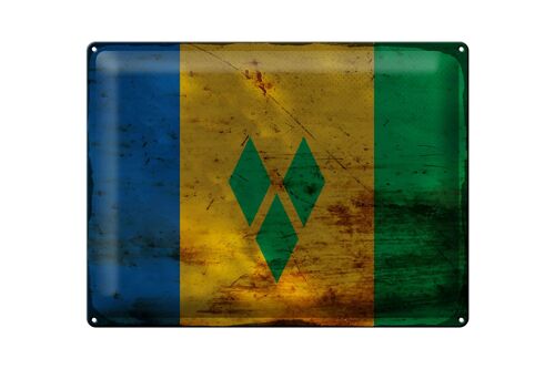 Blechschild Flagge Saint Vincent Grenadinen 40x30cm Rost