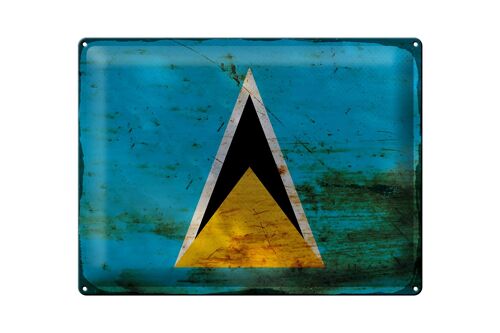 Blechschild Flagge Saint Lucia 40x30cm Saint Lucia Rost