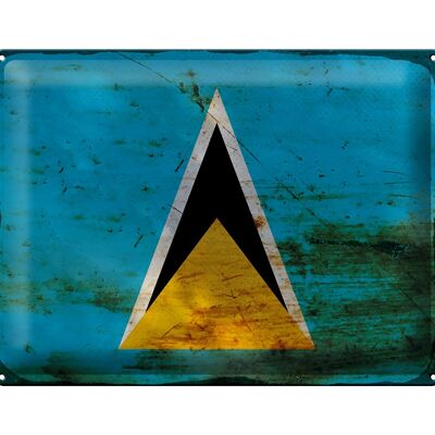 Blechschild Flagge Saint Lucia 40x30cm Saint Lucia Rost