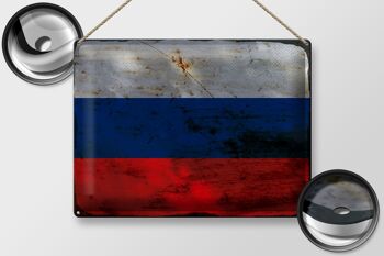 Signe en étain drapeau Russie 40x30cm drapeau de la Russie rouille 2