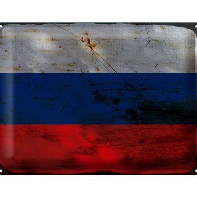 Blechschild Flagge Russland 40x30cm Flag of Russia Rost