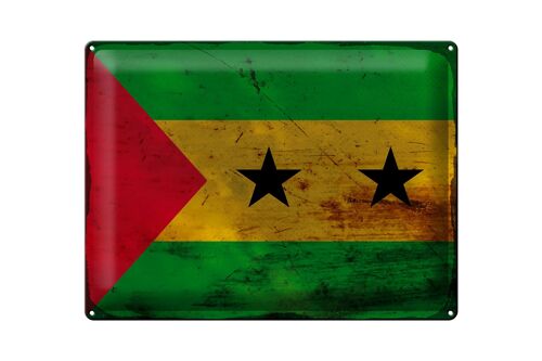 Blechschild Flagge São Tomé und Príncipe 40x30cm Flag Rost