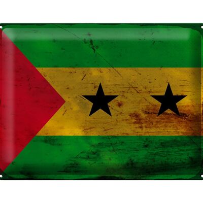 Blechschild Flagge São Tomé und Príncipe 40x30cm Flag Rost