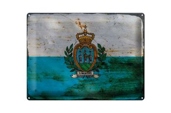 Plaque en tôle drapeau Saint-Marin 40x30cm Saint-Marin rouille 1