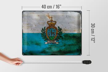 Plaque en tôle drapeau Saint-Marin 40x30cm Saint-Marin rouille 4
