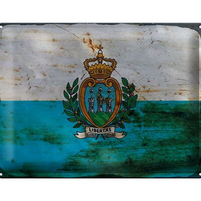 Plaque en tôle drapeau Saint-Marin 40x30cm Saint-Marin rouille
