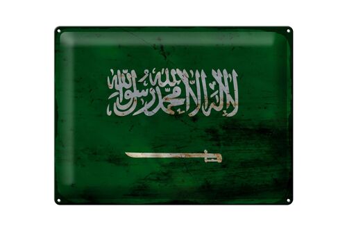 Blechschild Flagge Saudi-Arabien 40x30cm Saudi Arabia Rost