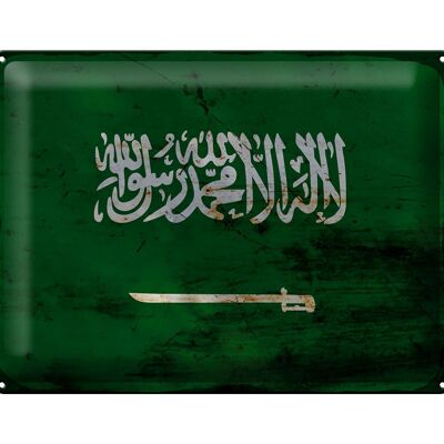 Blechschild Flagge Saudi-Arabien 40x30cm Saudi Arabia Rost