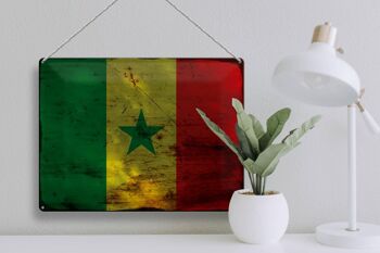 Plaque en tôle Drapeau du Sénégal 40 x 30 cm Drapeau du Sénégal Rouille 3