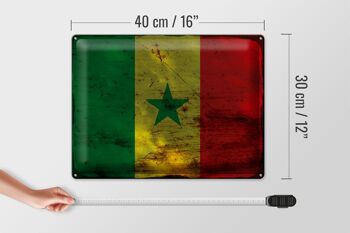 Plaque en tôle Drapeau du Sénégal 40 x 30 cm Drapeau du Sénégal Rouille 4