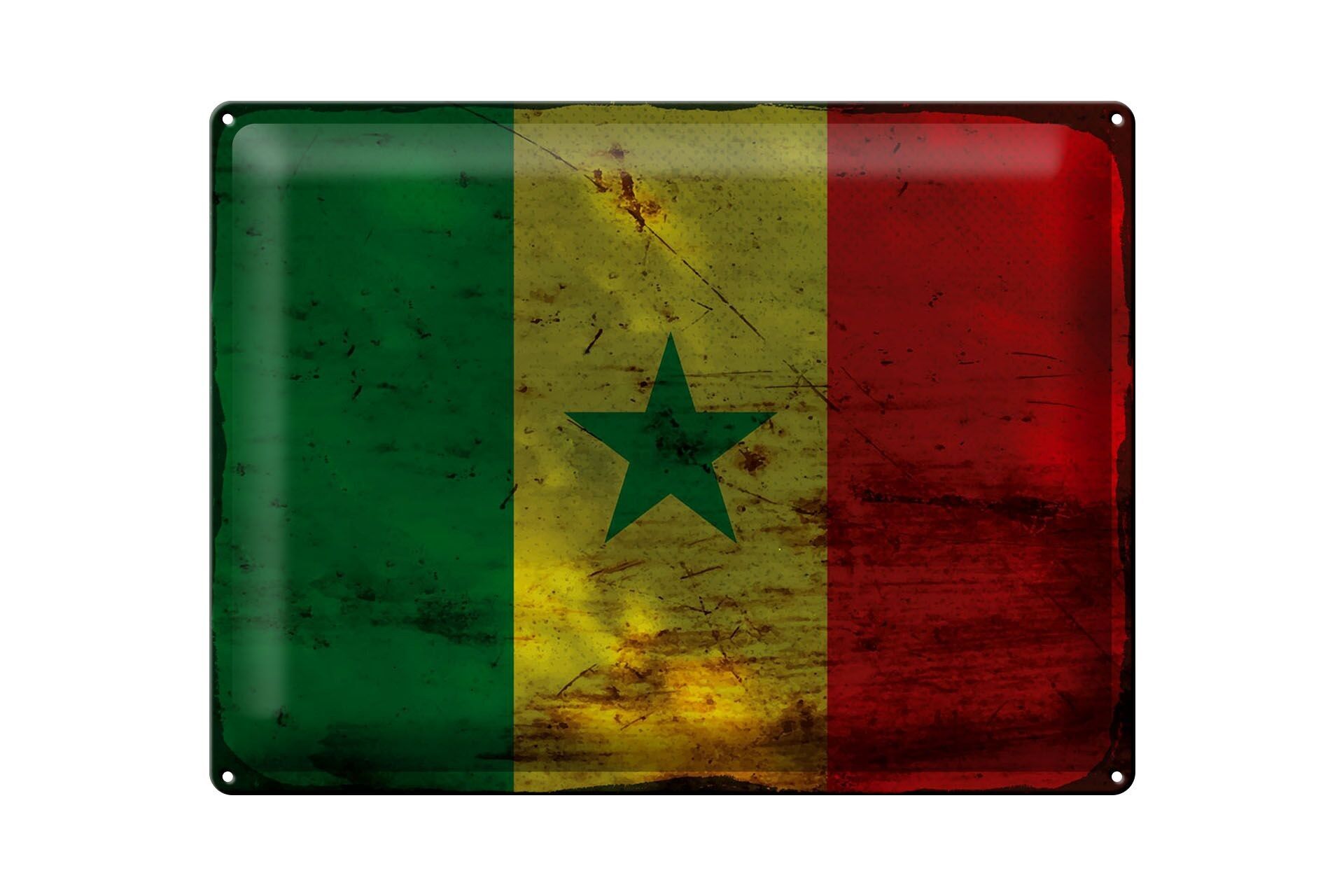 Blechschild Flagge Senegal 40x30cm Flag of Senegal Rost