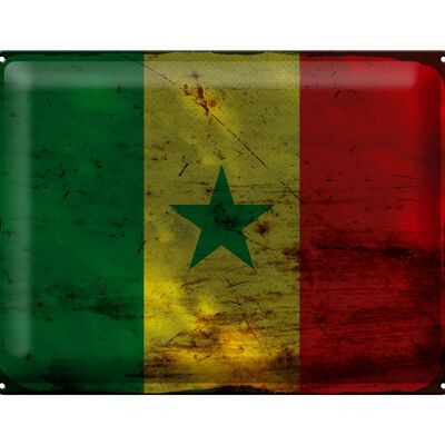 Blechschild Flagge Senegal 40x30cm Flag of Senegal Rost