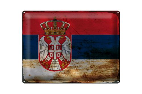 Blechschild Flagge Serbien 40x30cm Flag of Serbia Rost