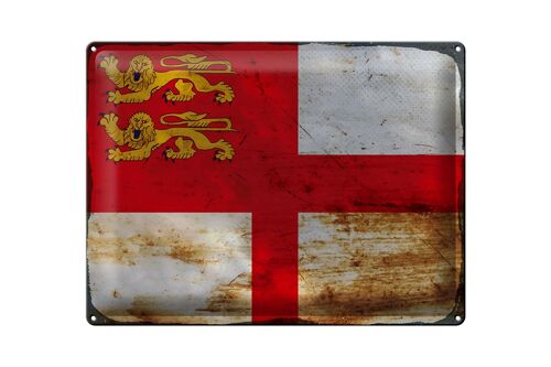 Blechschild Flagge Sark 40x30cm Flag of Sark Rost