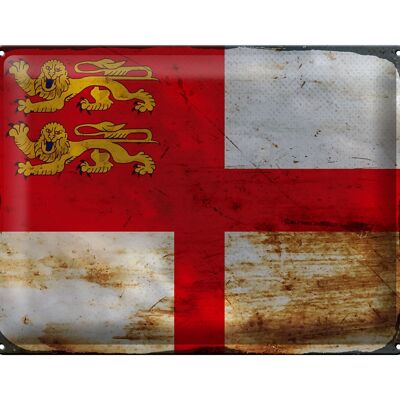 Blechschild Flagge Sark 40x30cm Flag of Sark Rost