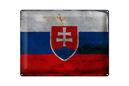 Blechschild Flagge Slowakei 40x30cm Flag of Slovakia Rost