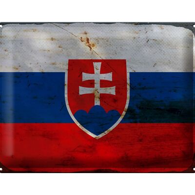 Cartel de chapa Bandera de Eslovaquia 40x30cm Bandera de Eslovaquia Óxido