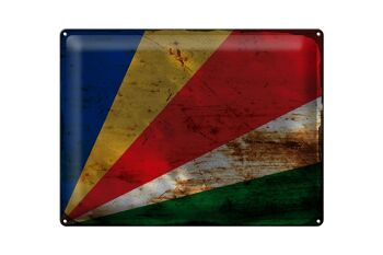 Signe en étain drapeau Seychelles 40x30cm drapeau Seychelles rouille 1
