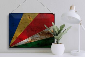 Signe en étain drapeau Seychelles 40x30cm drapeau Seychelles rouille 3