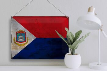 Panneau en tôle drapeau Sint Maarten 40x30cm Sint Maarten rouille 3