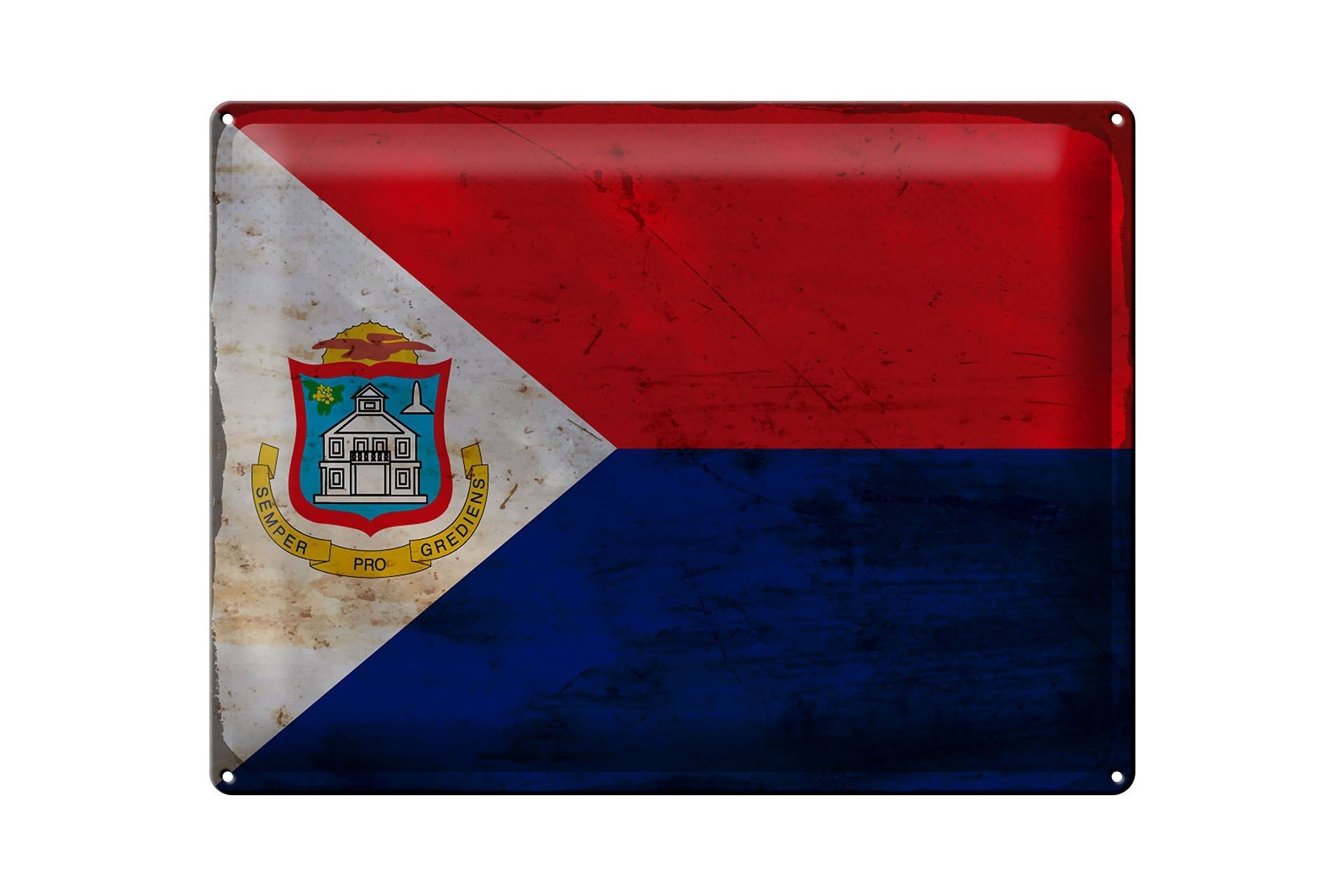 Cartel de chapa bandera Sint Maarten 40x30cm Sint Maarten óxido