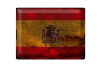 Signe en étain drapeau Espagne 40x30cm drapeau de l'espagne rouille 1