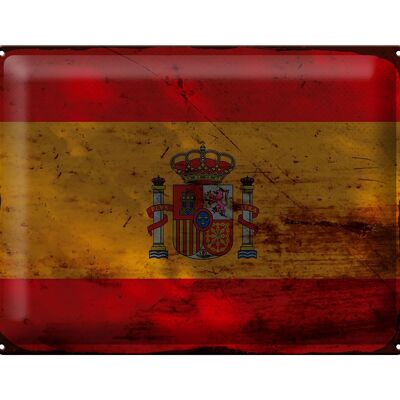Metal sign flag Spain 40x30cm Flag of Spain Rust