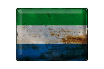 Panneau en tôle drapeau Sierra Leone 40x30cm Sierra Leone rouille 1