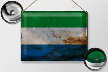 Panneau en tôle drapeau Sierra Leone 40x30cm Sierra Leone rouille 2