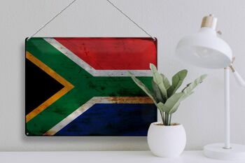 Signe en étain drapeau Afrique du Sud 40x30cm Afrique du Sud rouille 3
