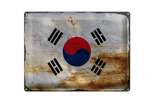Blechschild Flagge Südkorea 40x30cm Flag South Korea Rost