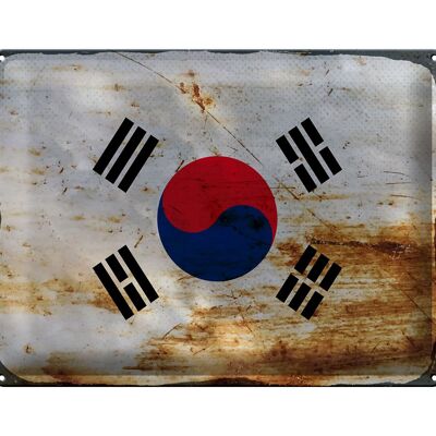Targa in metallo Bandiera Corea del Sud 40x30 cm Bandiera Corea del Sud Ruggine