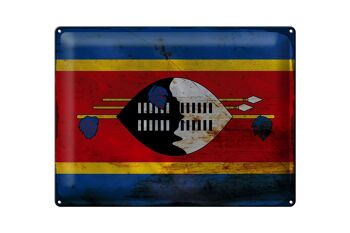 Signe en étain drapeau Swaziland 40x30cm drapeau Eswatini rouille 1