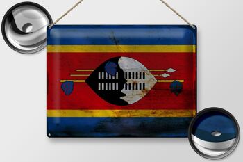 Signe en étain drapeau Swaziland 40x30cm drapeau Eswatini rouille 2