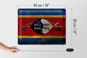 Signe en étain drapeau Swaziland 40x30cm drapeau Eswatini rouille 4