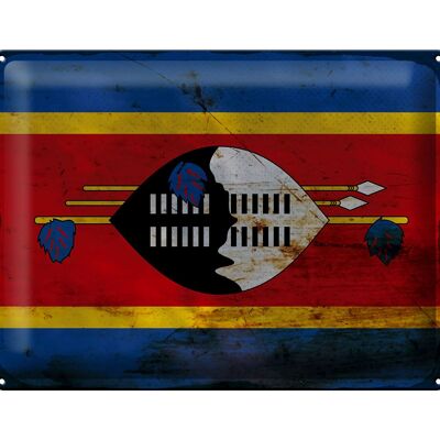 Cartel de chapa con bandera de Suazilandia, 40x30cm, bandera de Eswatini, óxido