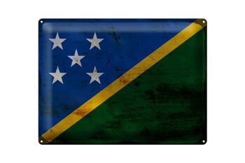 Signe en étain drapeau des îles Salomon 40x30cm îles Salomon rouille 1