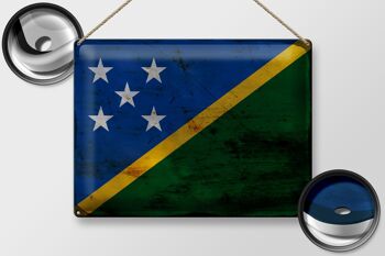 Signe en étain drapeau des îles Salomon 40x30cm îles Salomon rouille 2