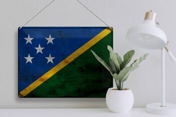Signe en étain drapeau des îles Salomon 40x30cm îles Salomon rouille 3